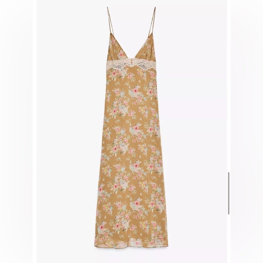 NEW ZARA FLORAL PRINT LACE MIDI DRESS- Small